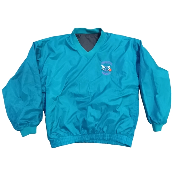 Vintage 90s Charlotte Hornets Reversible Windbreaker Pullover Men's Size XL - Picture 3 of 4